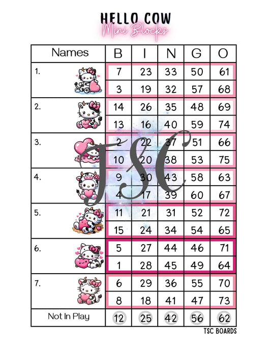 Hello Cow Mini Blocks Bingo Board 1-75 Ball