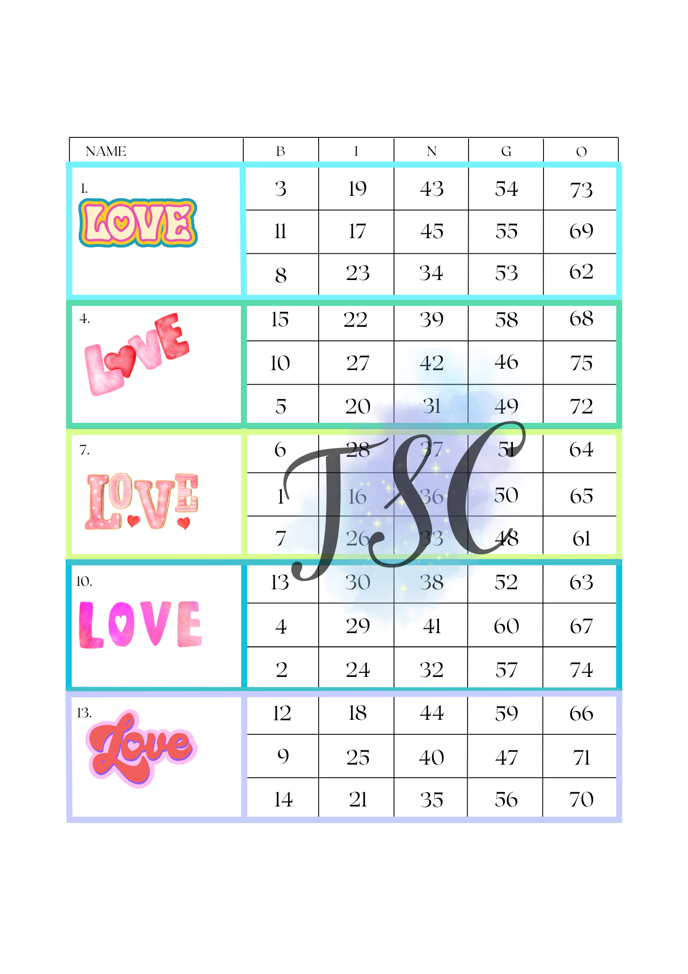 Love Letters Blocks 1-75 Ball