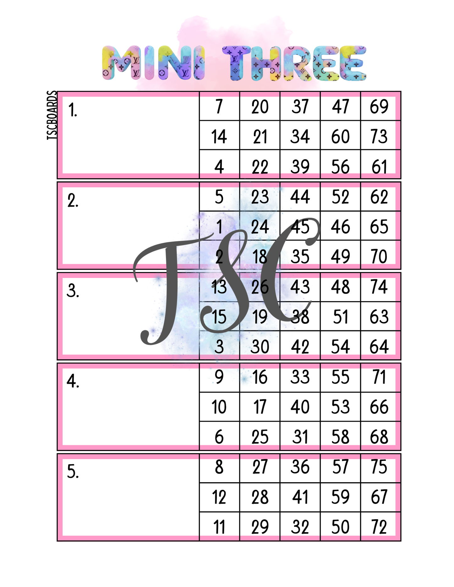 Designer Easter Egg Main Block Bingo Board 1-75 Ball