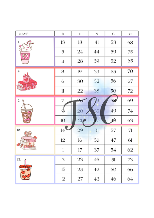 Valentine's Books & Sips Blocks 1-75 Ball