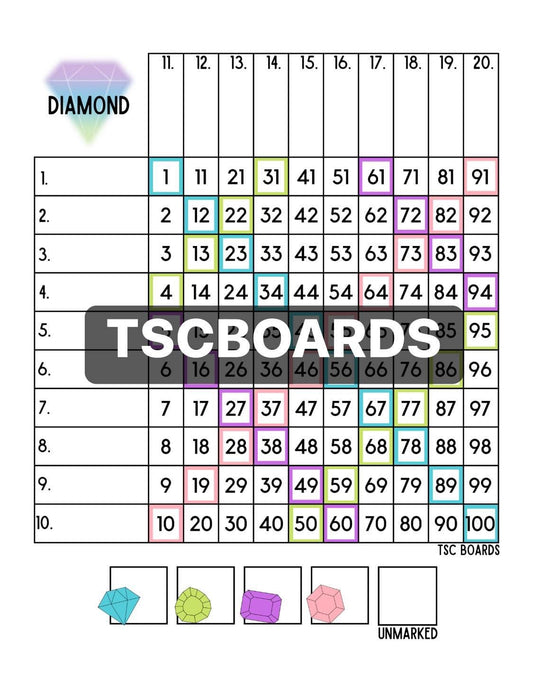 Diamond Grid 1-100 Straight