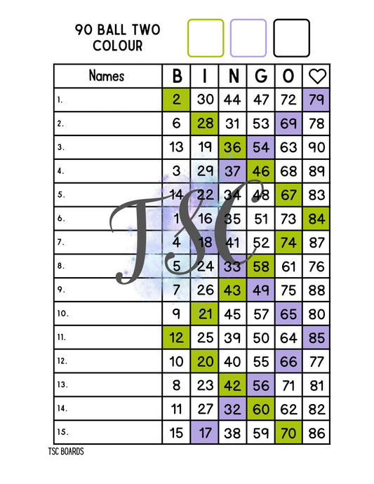 Two Colour Board 1-90 Ball