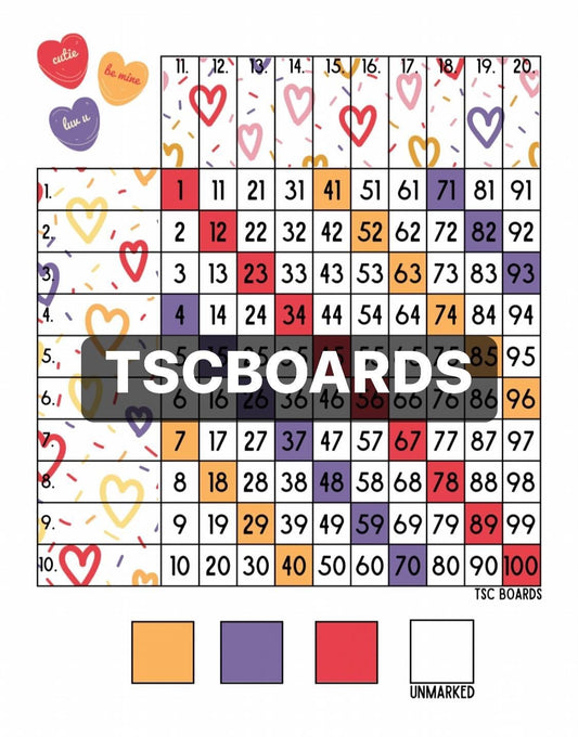 Heart Trio Grid 1-100 Straight