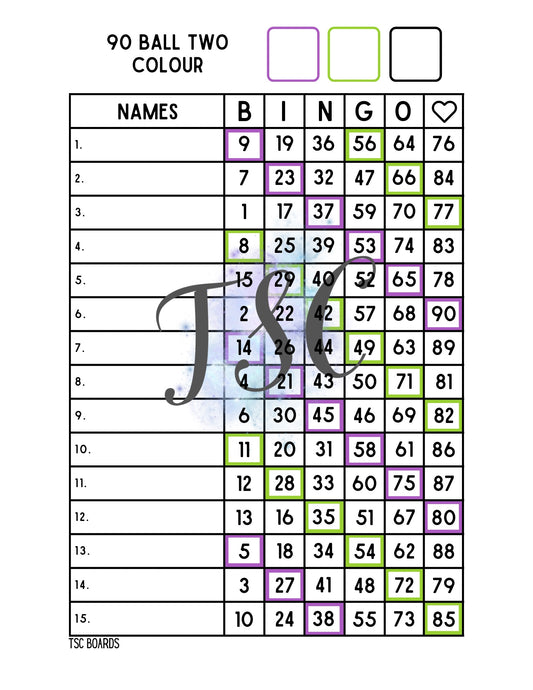 Two Colour Board 1-90 Ball