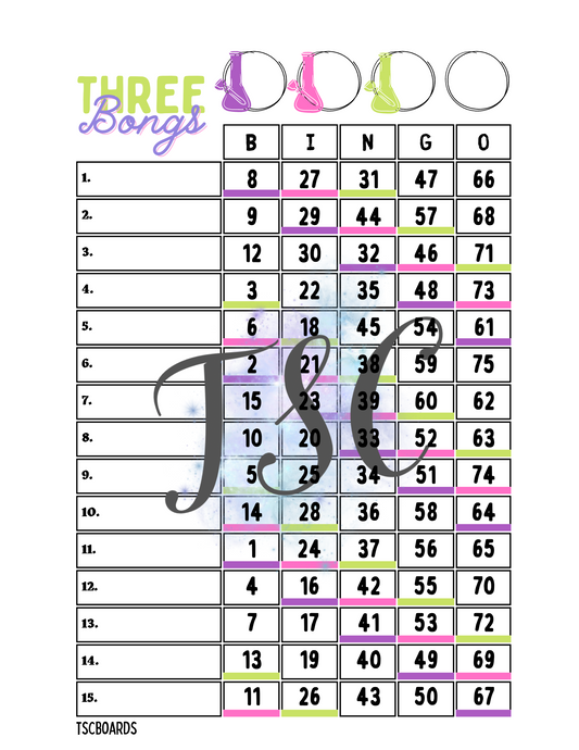 Three Bongs 420 1-75 Ball Bingo Board