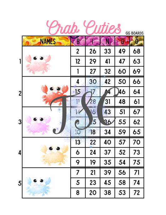 Crab Cuties Block 1-75 Mixed
