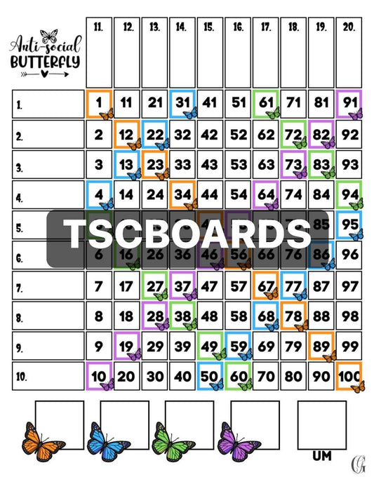 Anti-Social Butterfly Grid 1-100 Straight