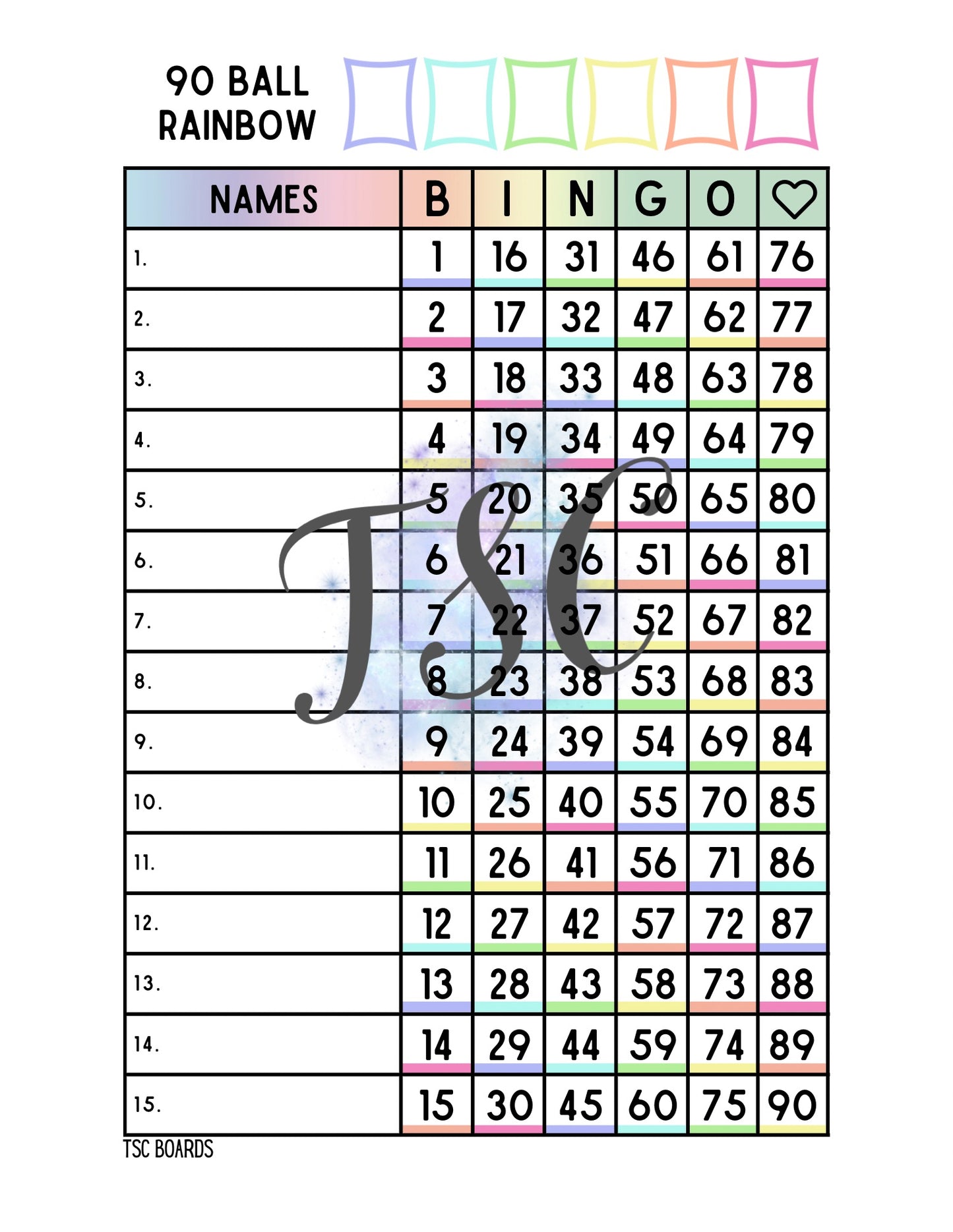 Rainbow Board 1-90 Ball