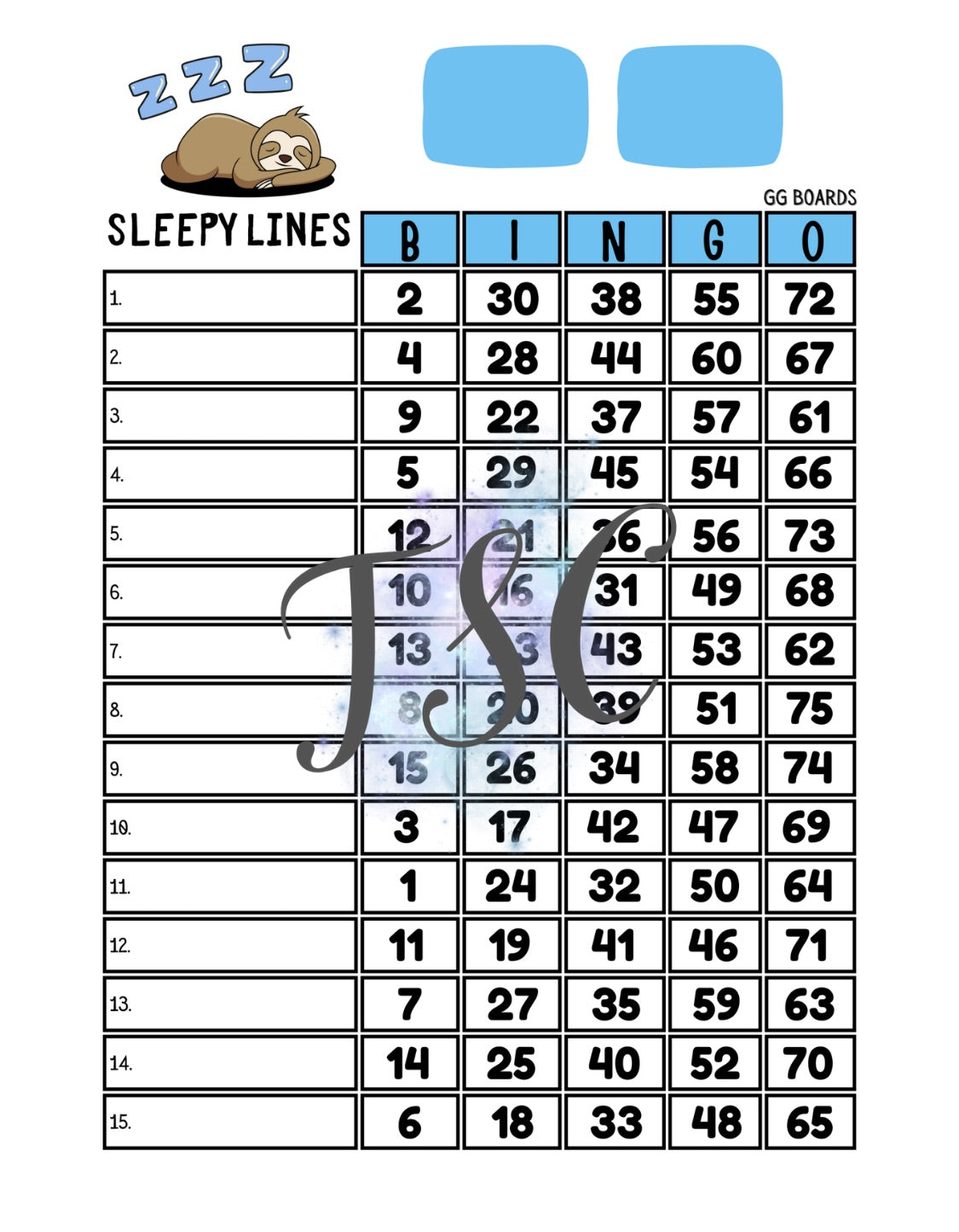 Sleepy Lines Sloth 1-75 Mixed