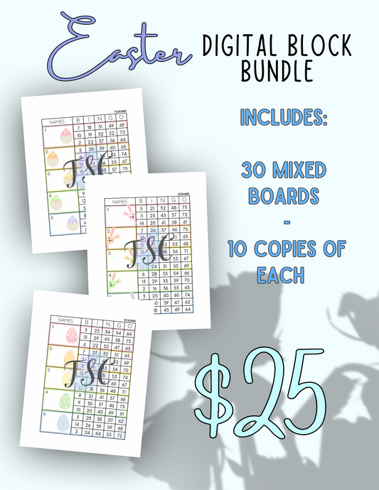 Easter Block Bundle - 30 Boards 1-75 Mixed